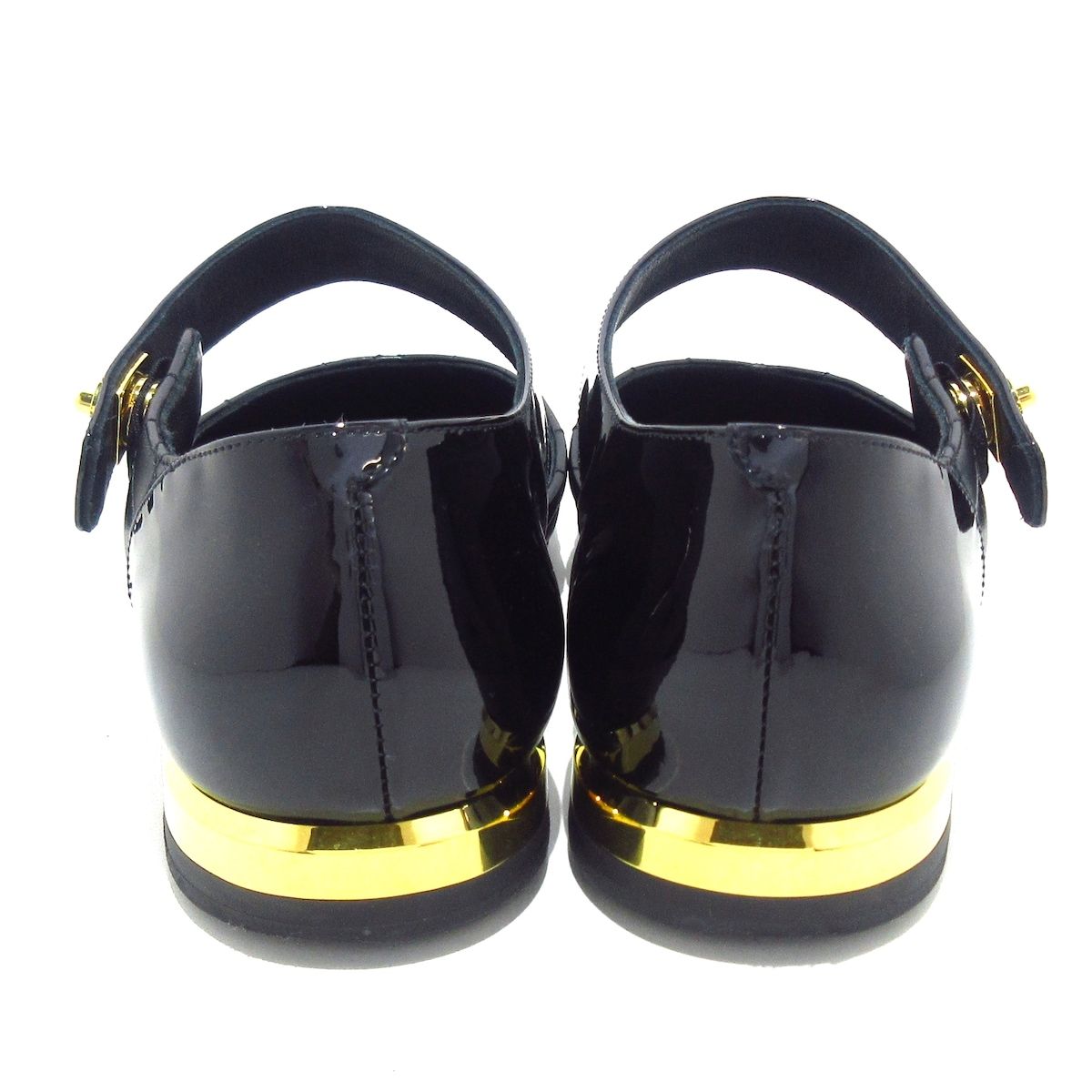 CHANEL シャネル フラットシューズ 37 黒/ゴールド