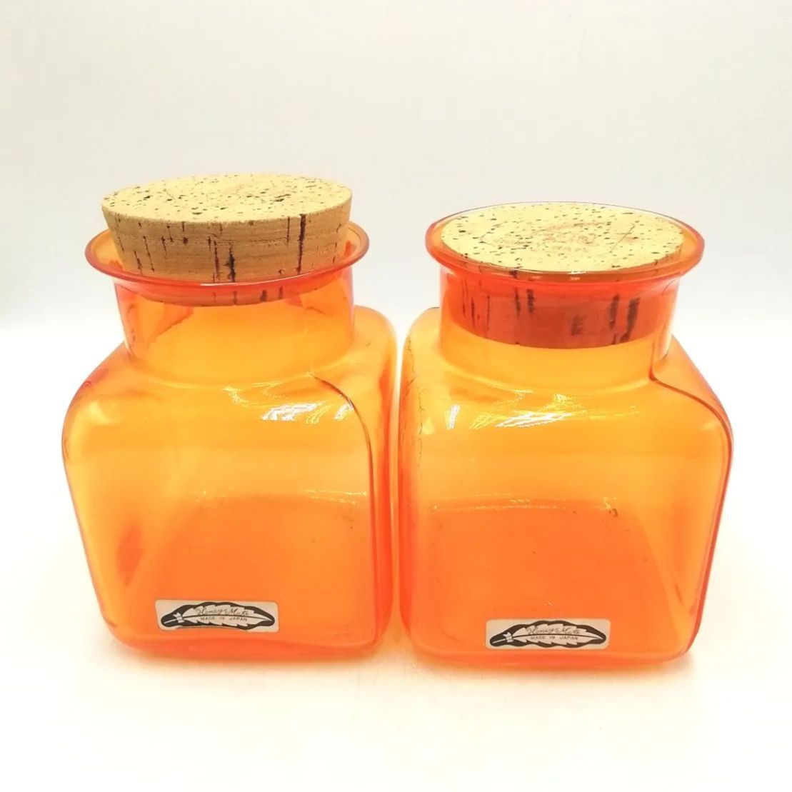 Honey Mate ハニーメイト オレンジ ガラス瓶 レトロ瓶 コルク蓋 2個