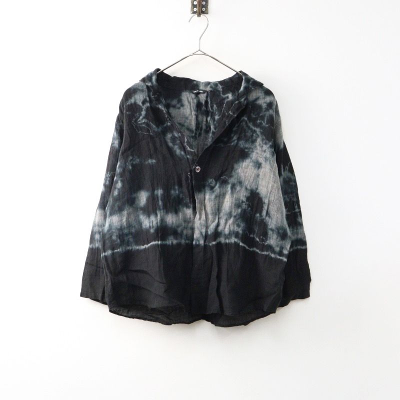 2022SS パドカレ pas de calais Uneven dyeing blouse アニヴァン ダイイング ブラウス 36/ブラック 染色加工【2400014499490】 2022SS パドカレ pas de calais Uneven dyeing blouse