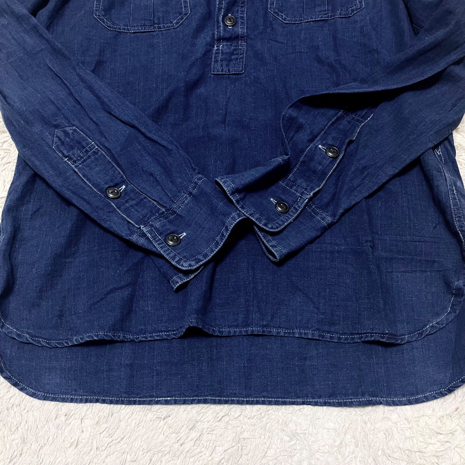 シャンブレー ●プルオーバーハーフボタン