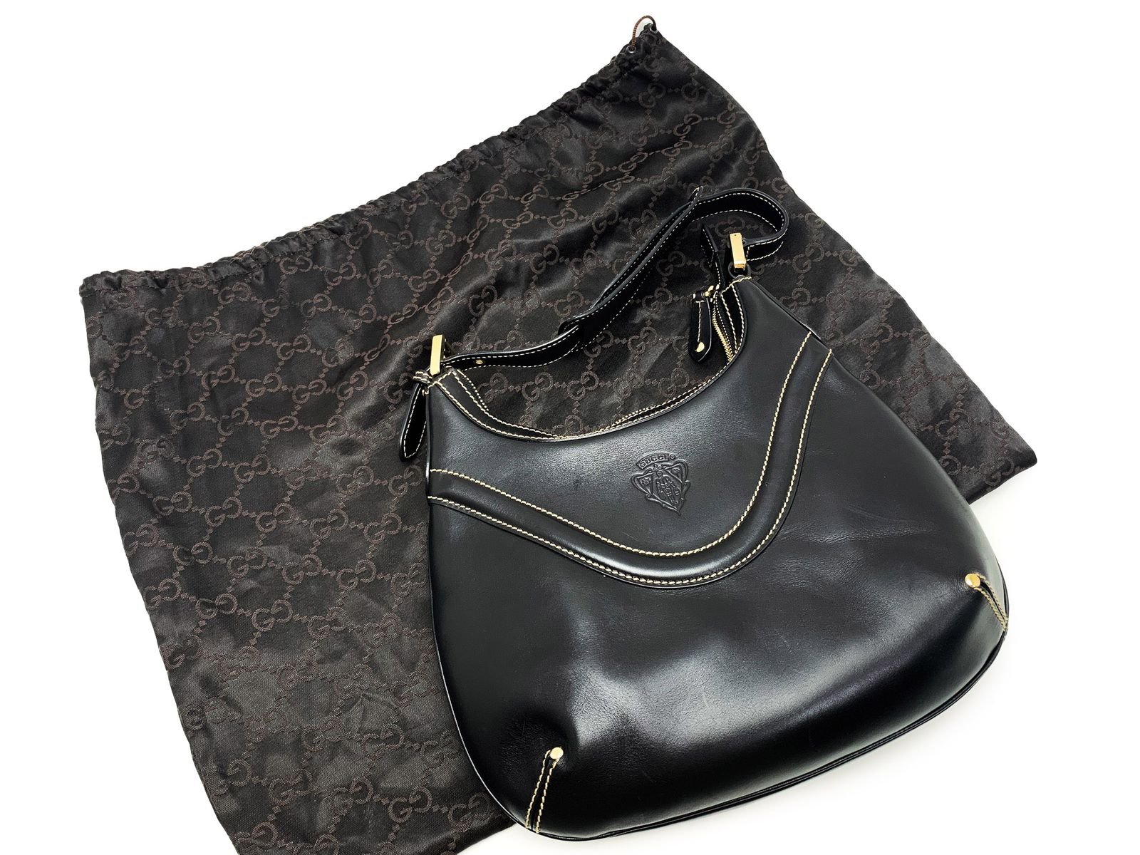 GUCCI グッチ 黒 レザー ワンショルダーバック 141641 - メルカリ