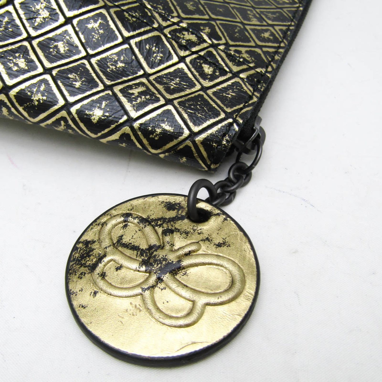 ☆ボッテガヴェネタ☆レザーイントレッチオミラージュポーチ　ゴールドバタフライ ボッテガ・ヴェネタ(Bottega Veneta) イントレッチオミラージュ