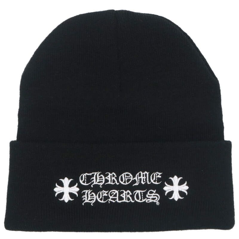 クロムハーツ WOOL WATCH CAP ロゴ刺繍ビーニーニット帽 メンズ ONE SIZE