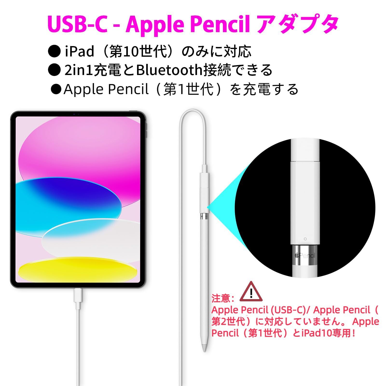 Apple iPad 第8世代 本体 + Apple Pencil + アダプタ Amazon | 3個セット 対応Apple Pencil 充電アダプター 交換用