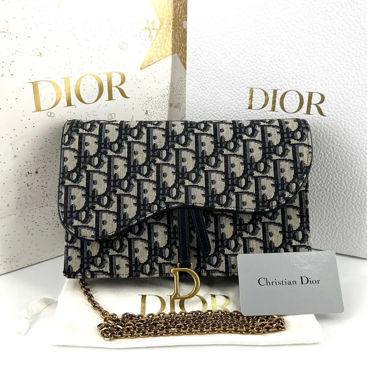 クリスチャン Dior ディオール オブリーク サドルバッグ フラップ ポーチ クロスバッグ