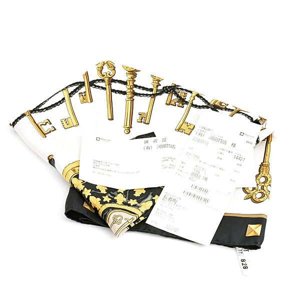 エルメス スカーフ レディース カレ90 LES CLES THE KEYS RARE 鍵柄