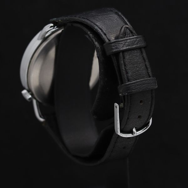 LONGINES 手巻き時計 シルバー文字盤 ブラックレザー LONGINES - (728