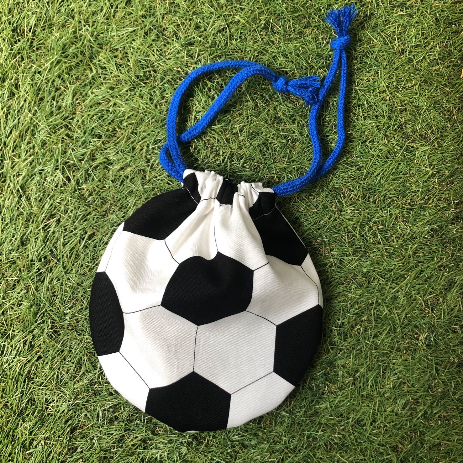 むすめ専用 ハンドメイド巾着 サッカーボール 青 ブルー まとめ割 むすめ専用 ハンドメイド巾着 サッカーボール 青 ブルー まとめ割