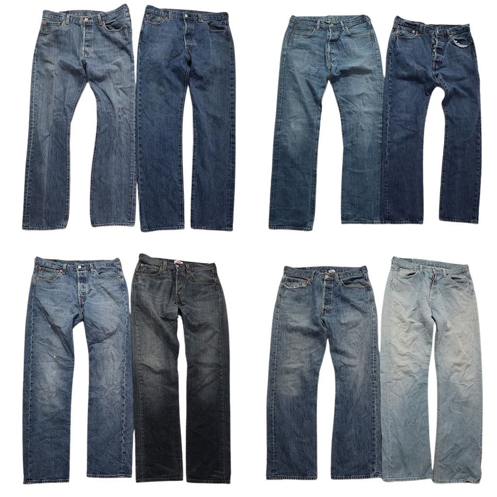 古着卸 まとめ売り リーバイス 501 デニム パンツ 8枚セット メンズ 33 アメカジ フェード コインポケット 古着 NC1325