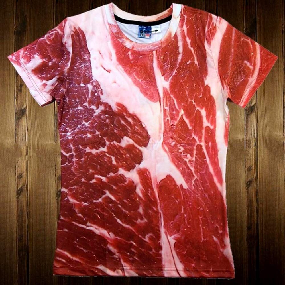 肉 Tシャツ おもしろ 半袖 大きいサイズ 3Dプリント : おもしろTシャツ 3D | Large 即日発送[SCGEHA] SCGEHA Print, Meat, glaughin（グラフィン
