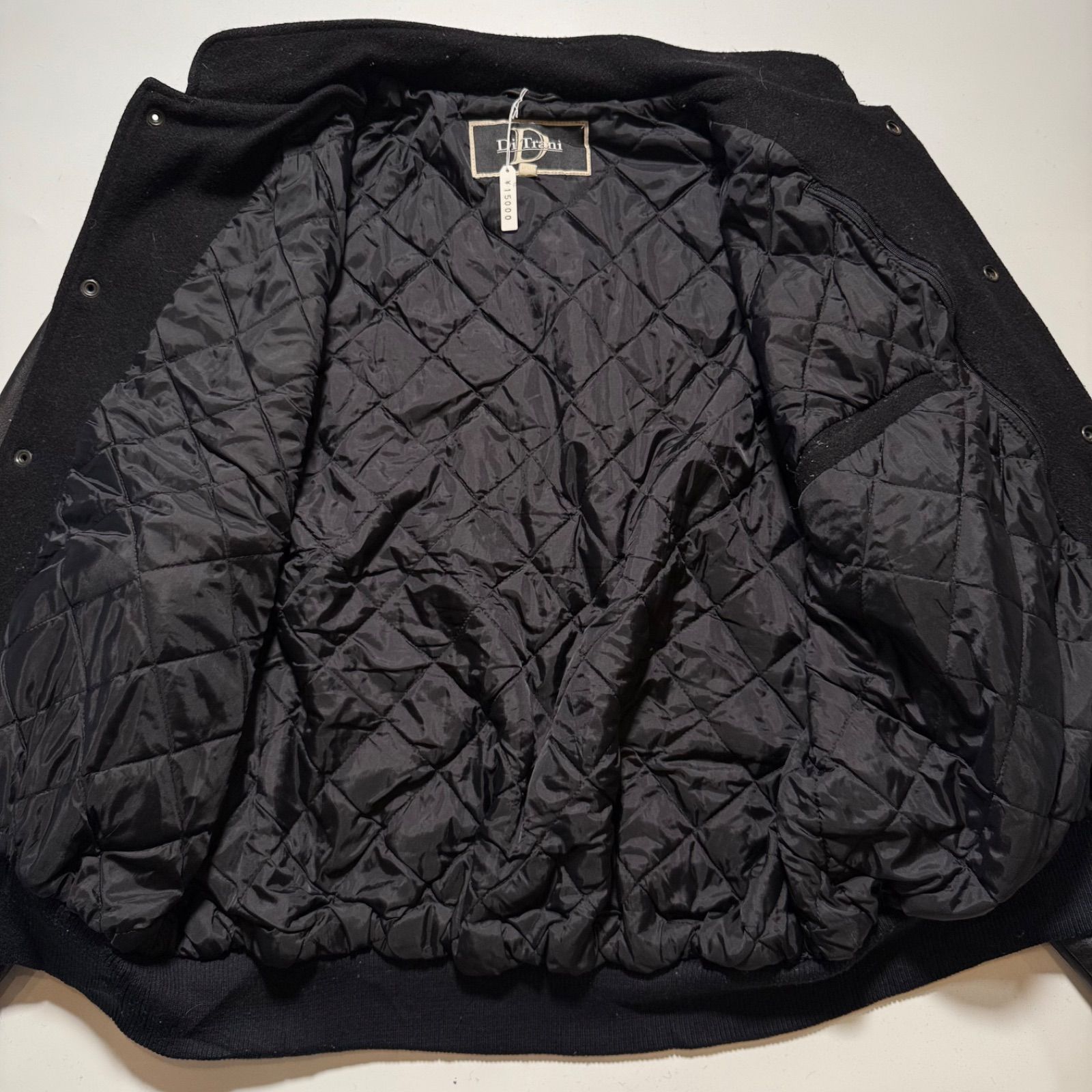 USA製 両面刺繍 スタジャン レザー ウール 黒 XL ヴィンテージ USA製