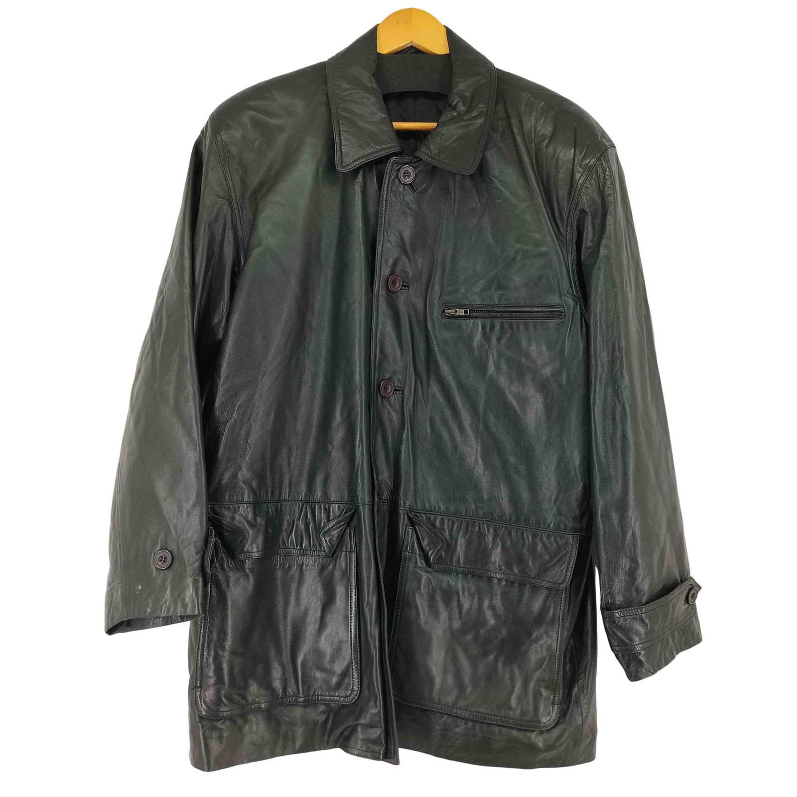 ユーズドフルギ USED古着 シープスキン レザーハーフコート メンズ