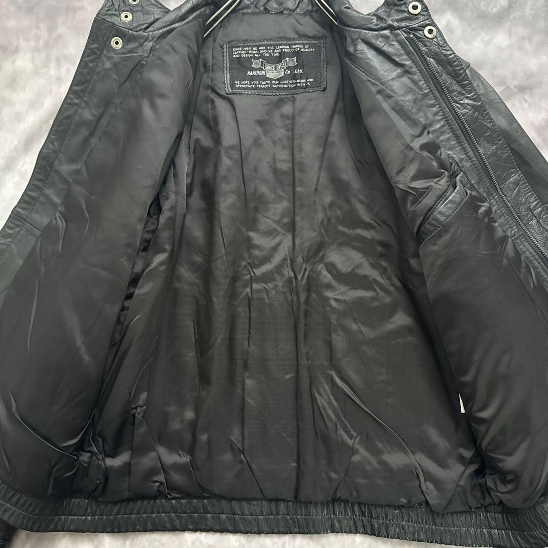 韓国古着　レザーブルゾン　レザージャケット　革ジャン　本革　牛革　　黒　y2k 韓国古着 レザーブルゾン レザージャケット 革ジャン 本革 牛革