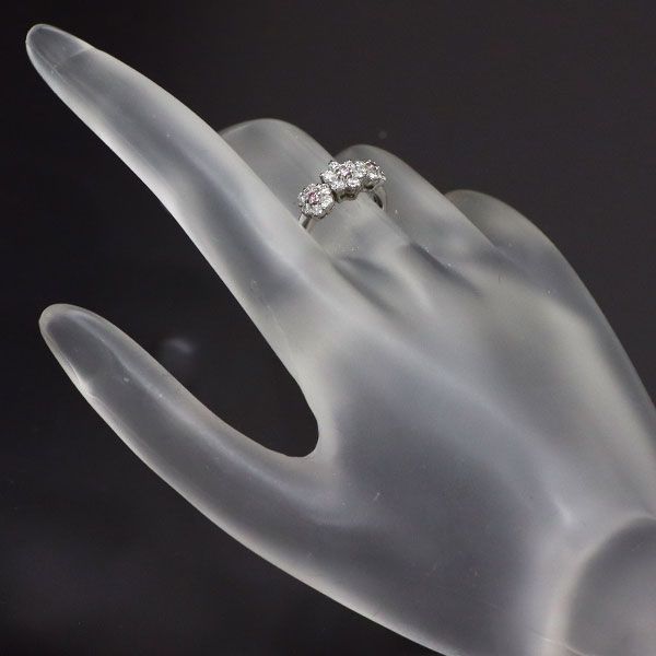 Pt1000 天然ピンク/カラーレス ダイヤモンド リング 0.50ct フラワー  