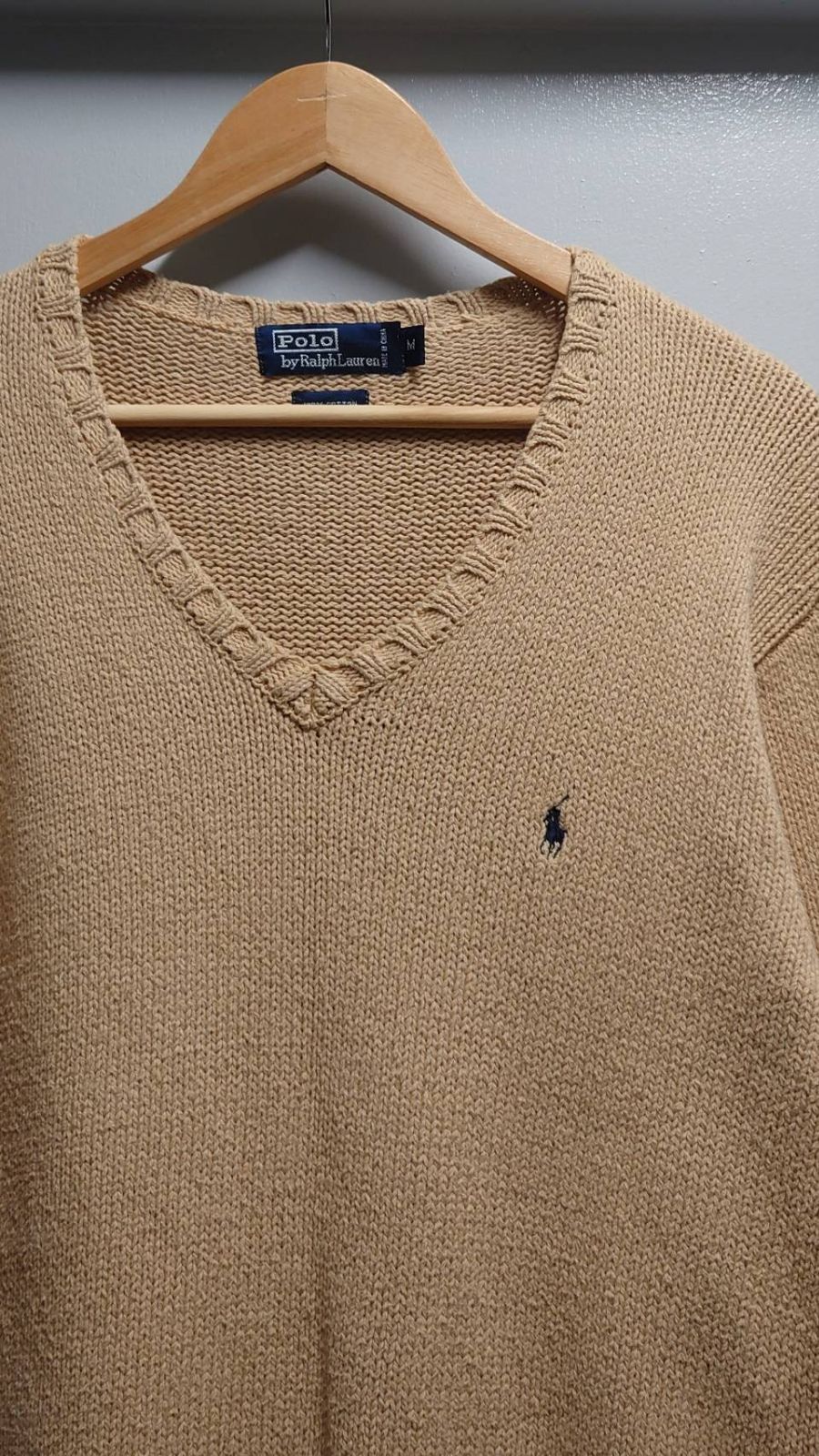 s ビンテージ ラルフローレン ワイドリブ編 コットンニット M ベージュ s ビンテージ ラルフローレン ワイドリブ編 コットンニット M