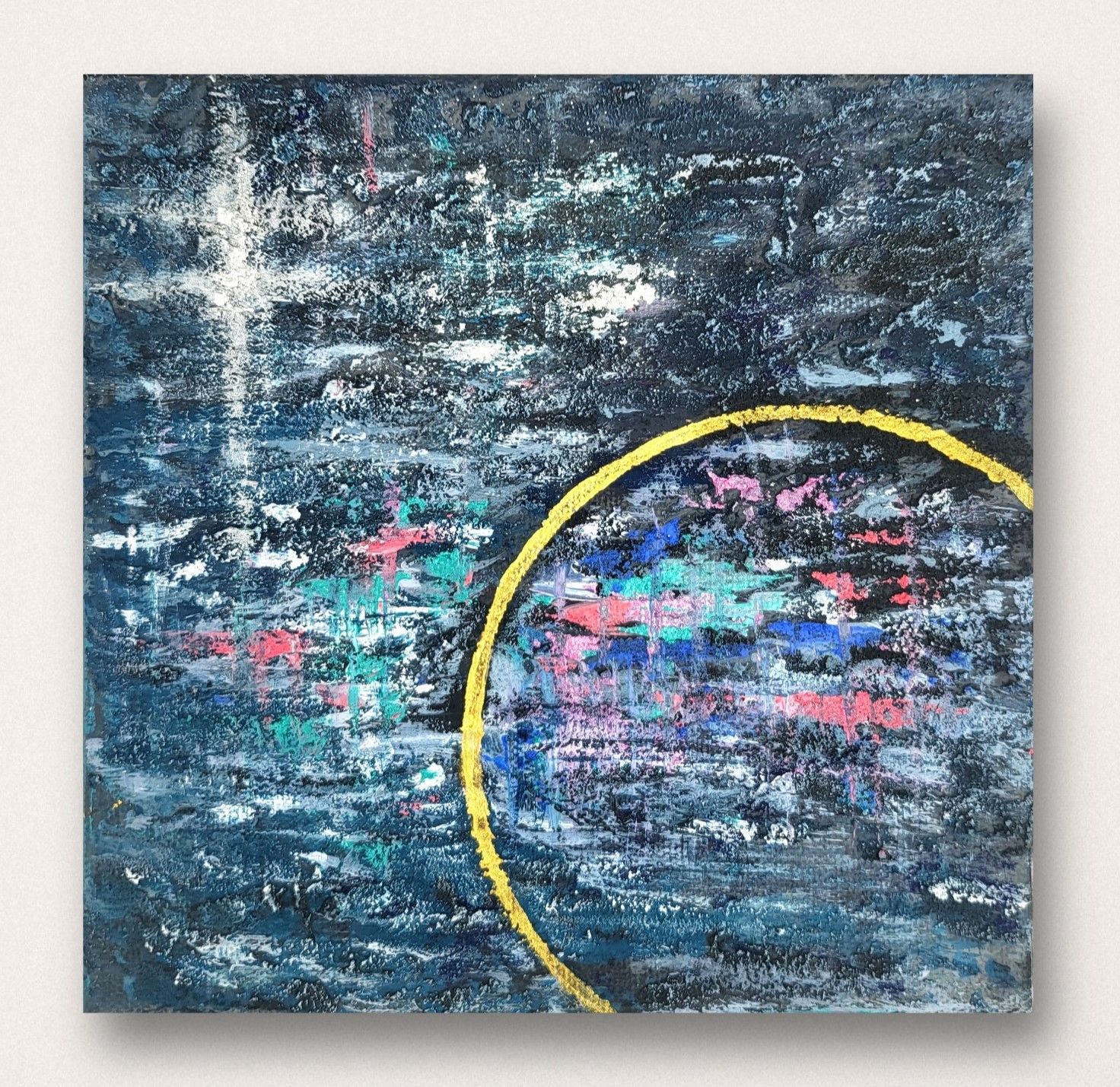 インディゴの楽園 / テクスチャーアート 18×18㎝ S0 原画1点のみ インディゴの楽園 / Indigo Paradise - テクスチャーアート キャンバス