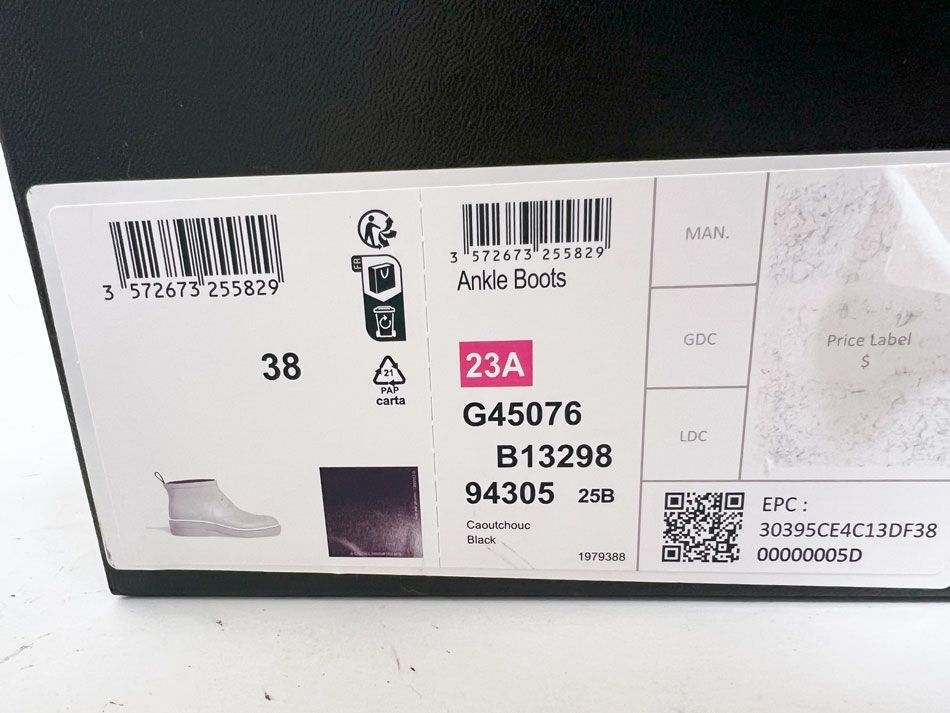 CHANEL シャネル レディース ラバー アンクル ブーツ レインシューズ ブラック サイズ 38 23A G45076 B13298 94305 KIN-KAAI_COM