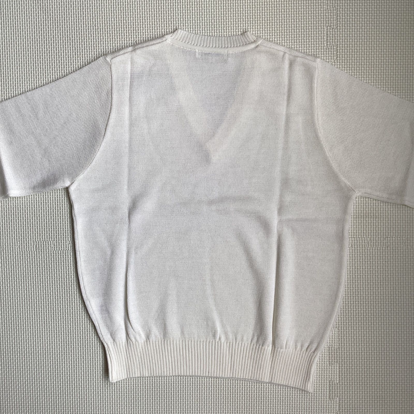 スクールセーター 白 S~LL アクリル70％ ウール30％ Green Mate ST10SW