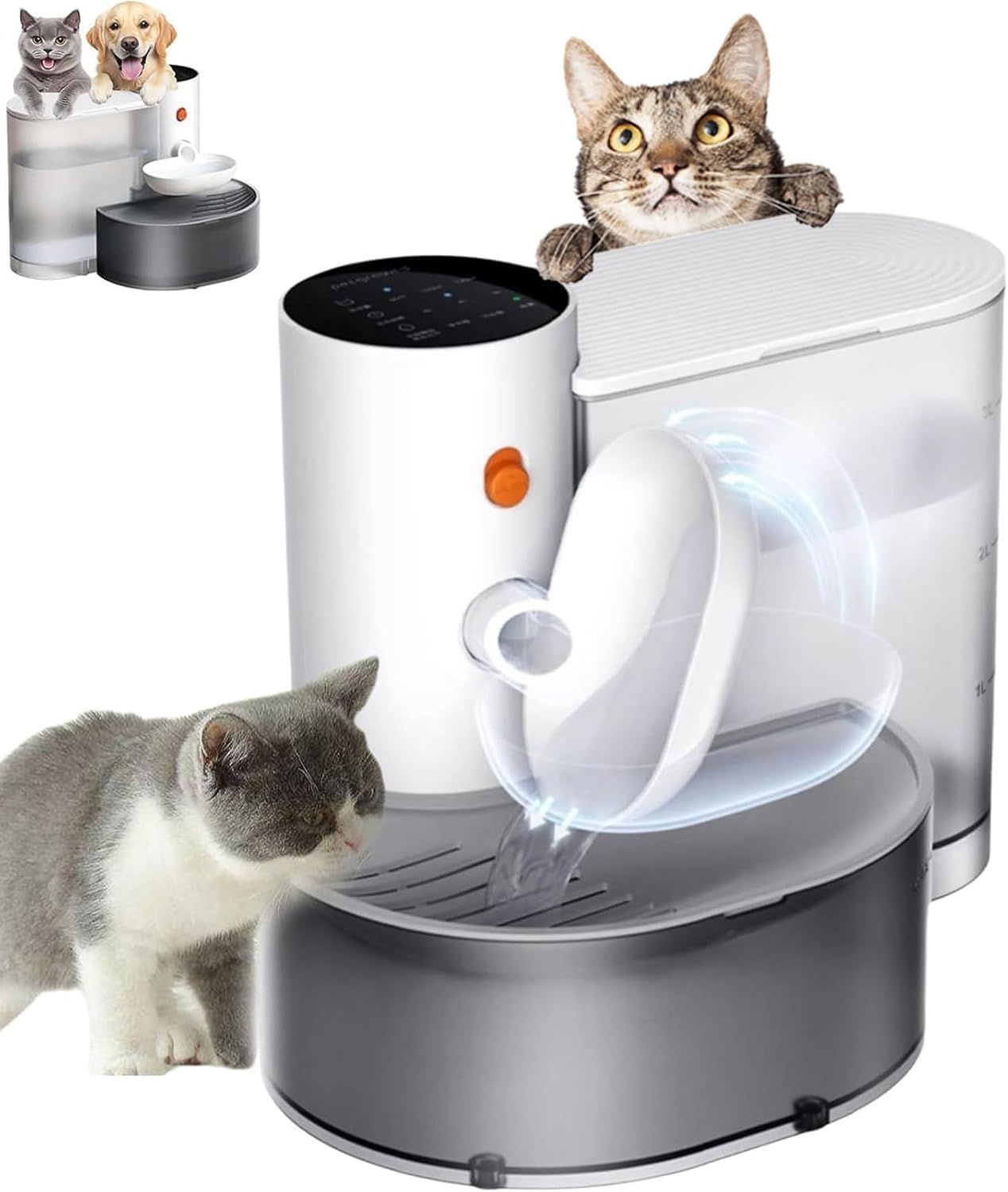 ペット用自動給水器 猫 犬水飲み器 スマートペットウォーターファウンテン 3000ML大容量 猫 犬用 フィルター不要 スマートLED表示 ウォーターファウンテン 取り外し タイマー機能付き 水位センサ搭載 静音設計 清潔便利 省エネ しろいろ 3L