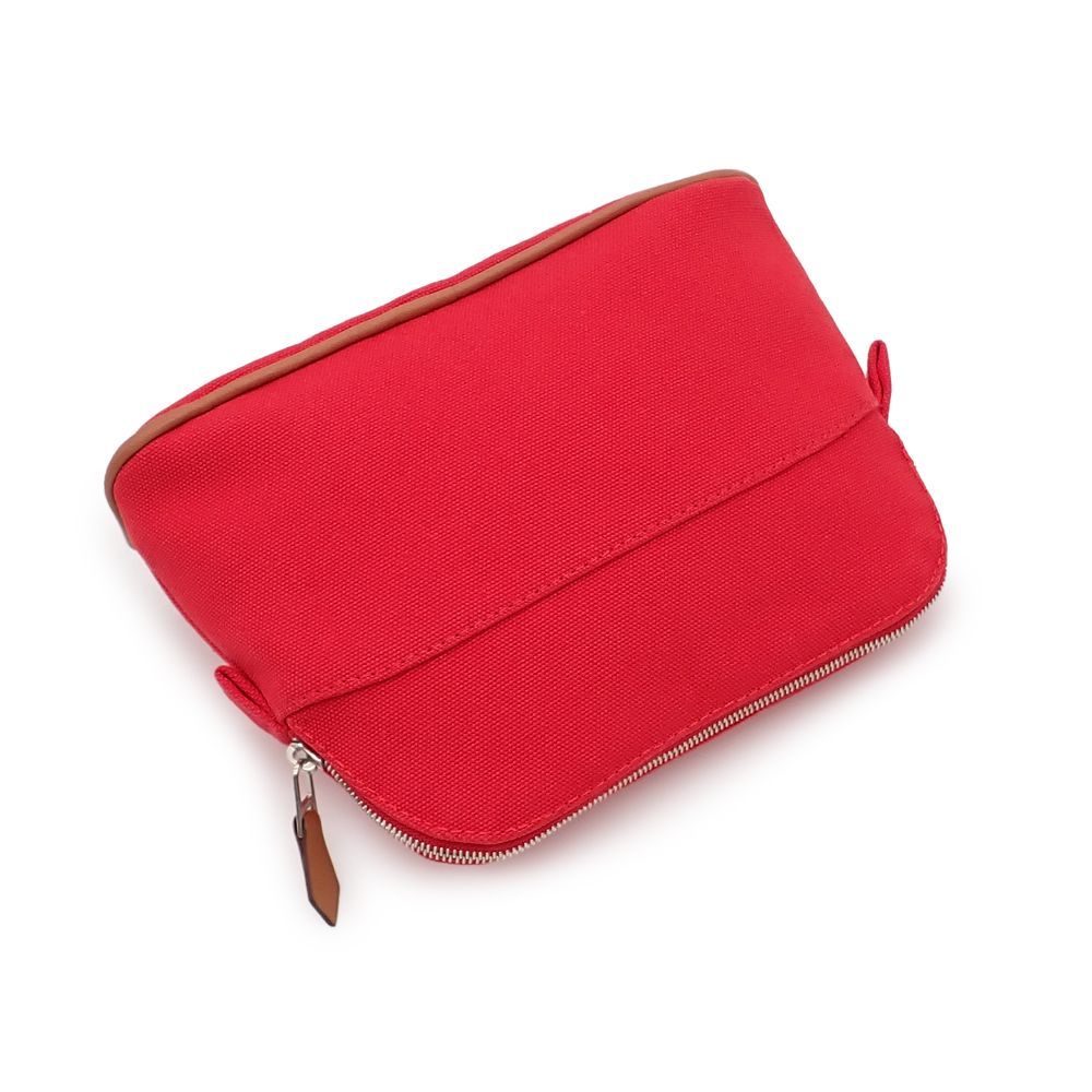 エルメス ボリードポーチ ミニ 20 小物入れ コスメポーチ 化粧ポーチ コットンキャンバス レッド ベージュ