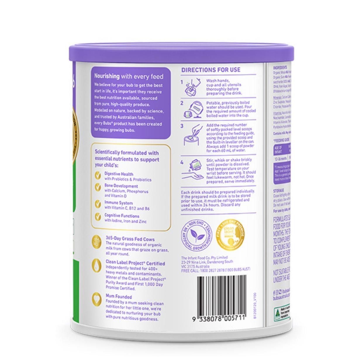 4缶)Bubs Organicバブズオーガニック粉ミルクS3-Fremon出品