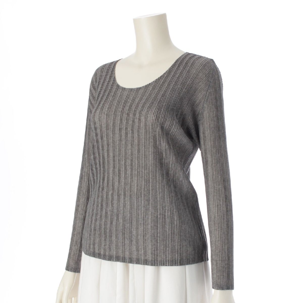 ISSEY MIYAKE - イッセイミヤケ 長袖 クルーネック カットソー トップス ブラウス PP21-FK391 グレー 3【中古】 イッセイミヤケ 長袖 クルーネック カットソー トップス
