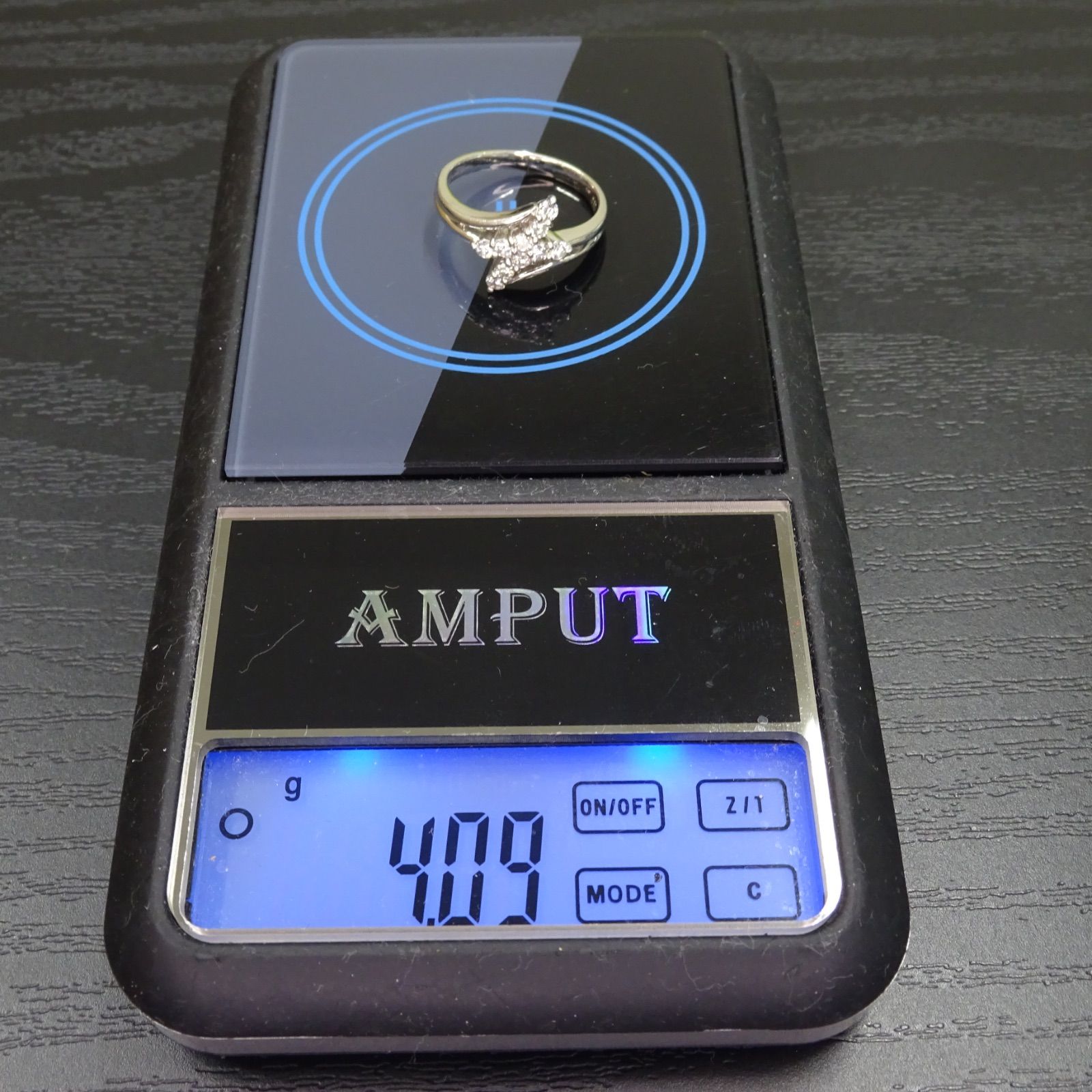 プラチナ pt900 天然ダイヤモンド0.32ct デザイン リング 指輪 約6号 
