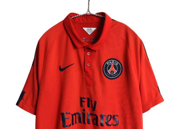 【お得なクーポン配布中!】 ナイキ パリサンジェルマン サッカー ユニフォーム メンズ L 正規品 14 15 3rd モデル オフィシャル レプリカ ゲームシャツ ポロシャツ 赤