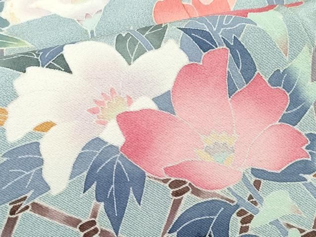 平和屋着物●本加賀友禅作家　岡本幸治　訪問着　籬花文　正絹　逸品　CAAZ0816vf 平和屋着物○本加賀友禅作家 岡本幸治 訪問着 籬花文 正絹 逸品