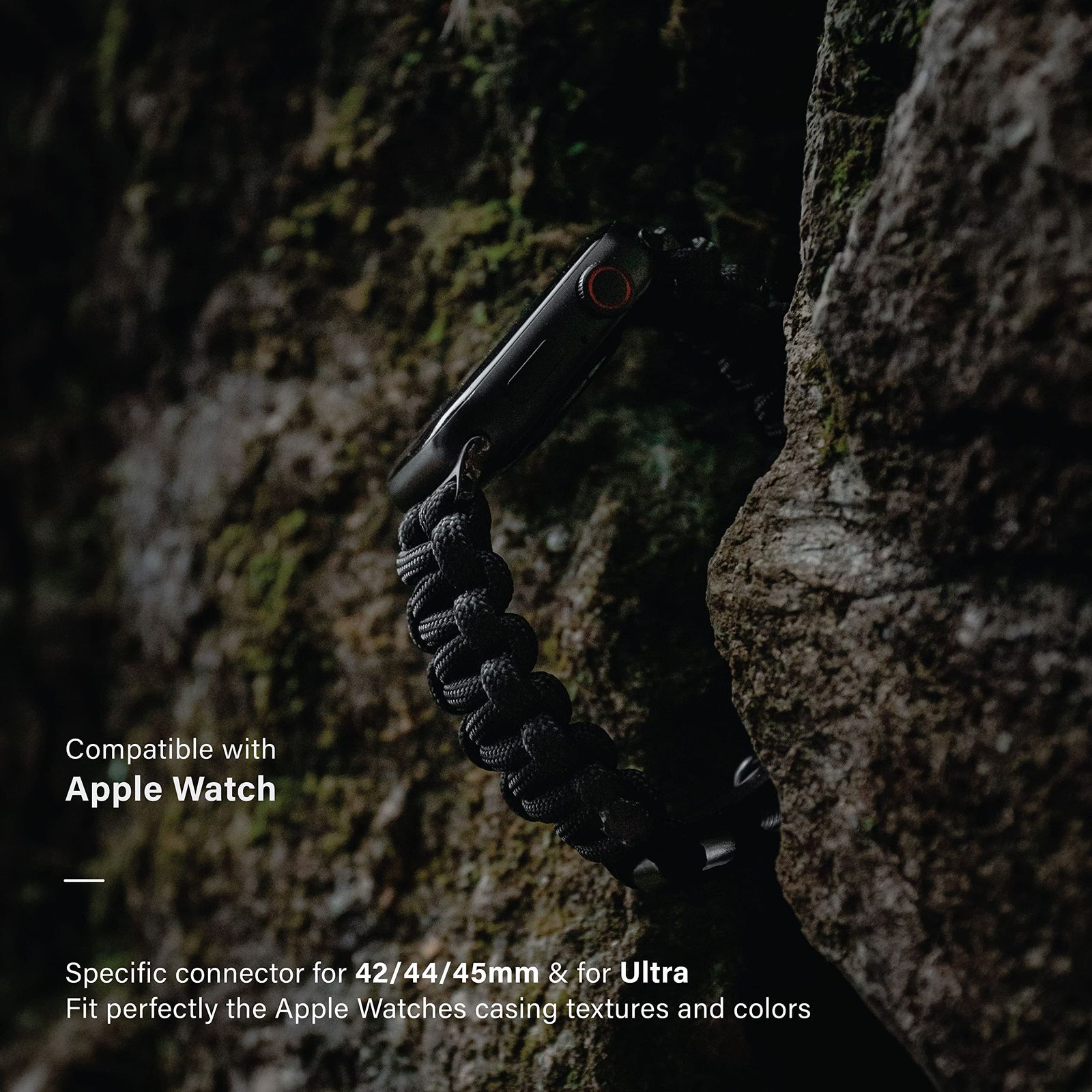 KORDIZ Survivor パラコードApple Watchバンド Apple Watch Series 8/7/6/5/4/3/2/1/SEu0026Ultra対応 - 42mm 44mm 45mm 49mm [ブラック] [M for 42/44/45mm] Survivor Apple KORDIZ 49mm パラ :