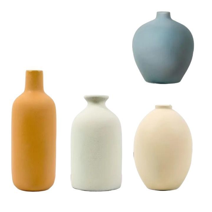 花瓶 4本セット 4つのカラー おしゃれ ラウンド型 かわいい モダン 手作り リビング 玄関 寝室 陶器 セラミック インテリア フラワーアレンジメント