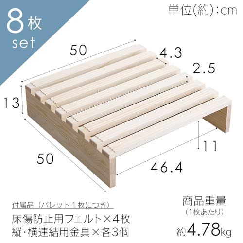 すのこベッド 組み立てかんたん ローベッド すのこ パイン材 分割式 フレーム 軽量 自由に組み換え 8枚セット パレットベッド ベッドフレーム アイリスプラザ ATMAENTERPRISE_COM