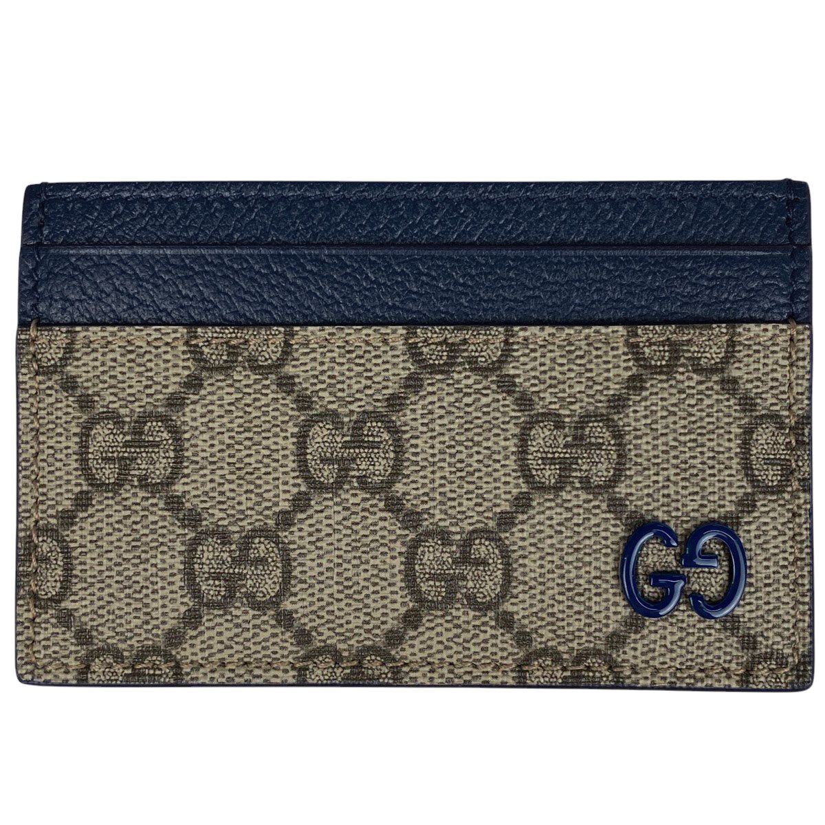 グッチ GUCCI バイ GG カードケース カード入れ 定期入れ パスケース カードケース GGスプリーム レザー ベージュ ブルー 768248 レディース