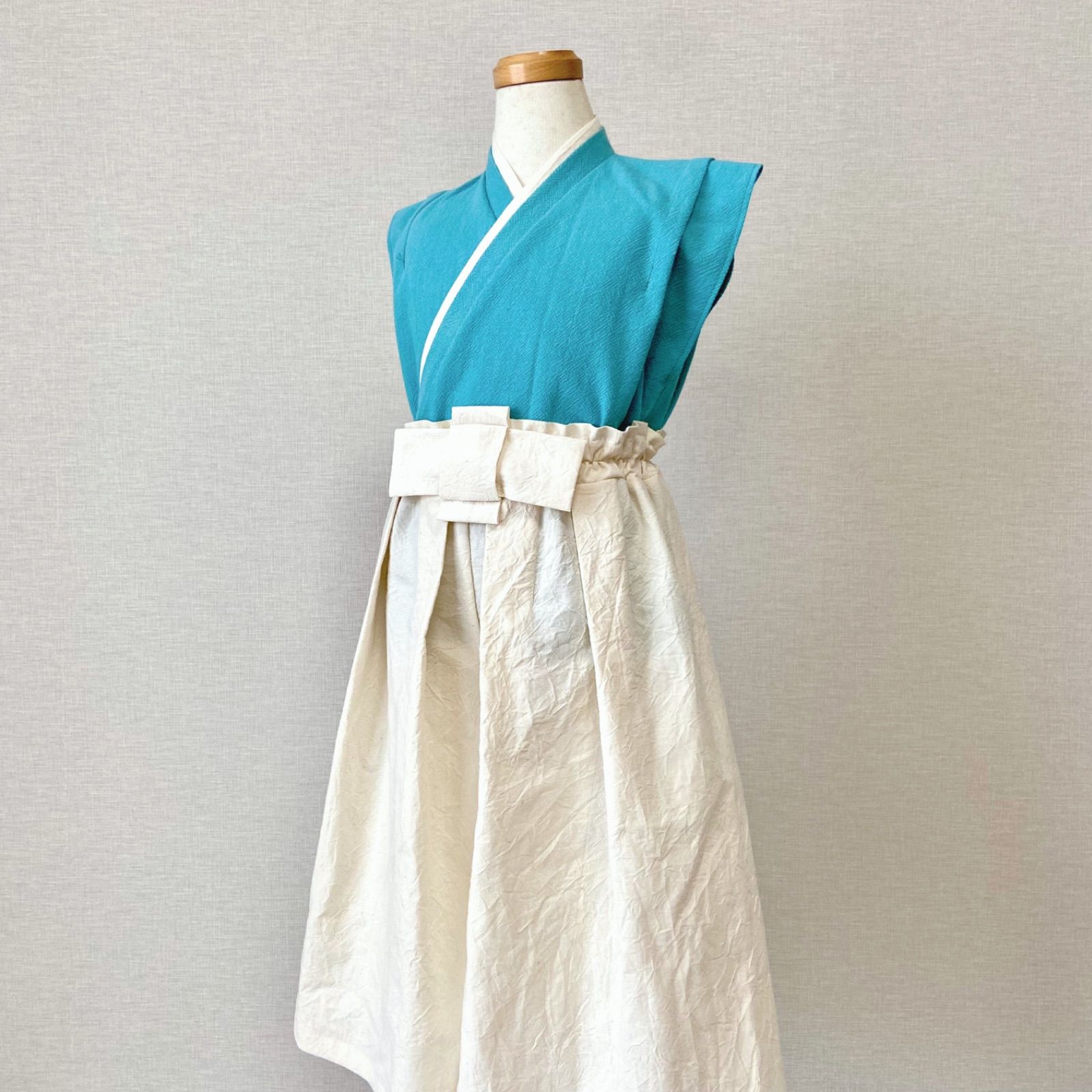 七五三 5歳 男の子 羽織袴セット ドット×ターコイズ ハンドメイド  