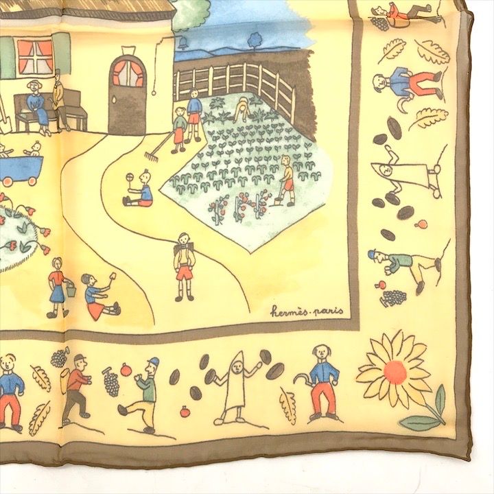 美品☆HERMESエルメス☆プチカレ シルクスカーフ「故郷に帰る」 展示品 HERMES エルメス プチカレ 40 RETOUR ALA TERRE 故郷に