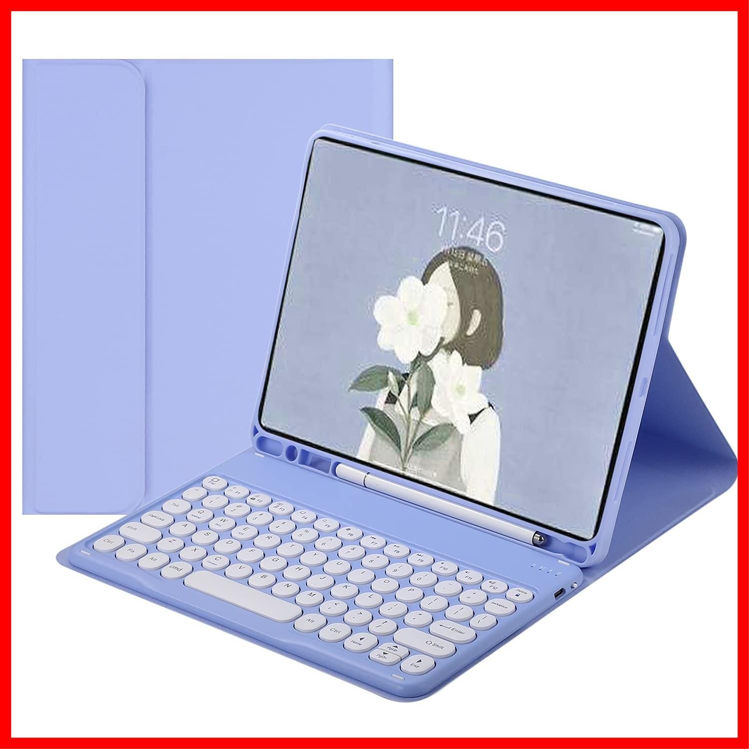 早発送2021 9 8 7  3 10.5 キーボード ケース 丸型キー 可愛い カラーキーボード カラフル 第 9 8 7 世代 イパッド 10.2 10.5 インチ 丸い 分離式 キーボード付き カバー