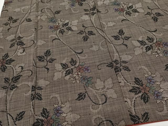 平和屋着物○本場大島紬 7マルキ 泥染め 花唐草文 正絹 逸品  