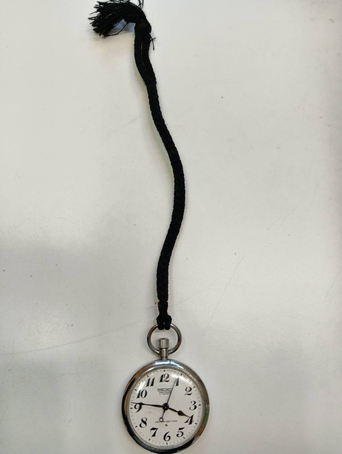 品 SEIKOセイコー PRECISIONプレジション 21 JEWELS 懐中時計 SECOND SETTING 手巻き シルバー 白文字盤 時計 現状品