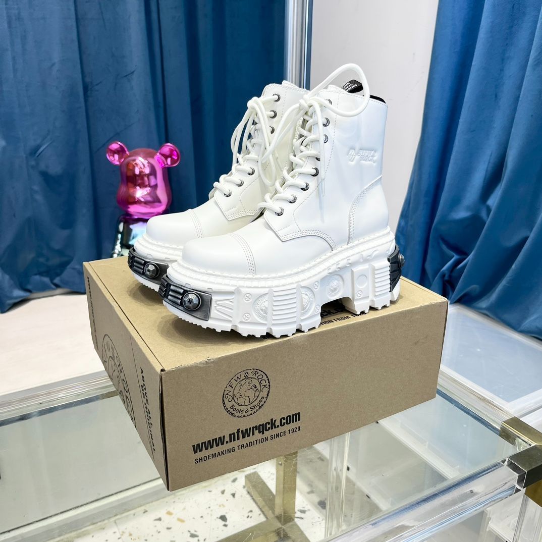 【NEW ROCK】 M-106-S112 EU39 レザーブーツ ハイカット ANKLE BOOT BLACK TOWER WITH LACES M-106-S112