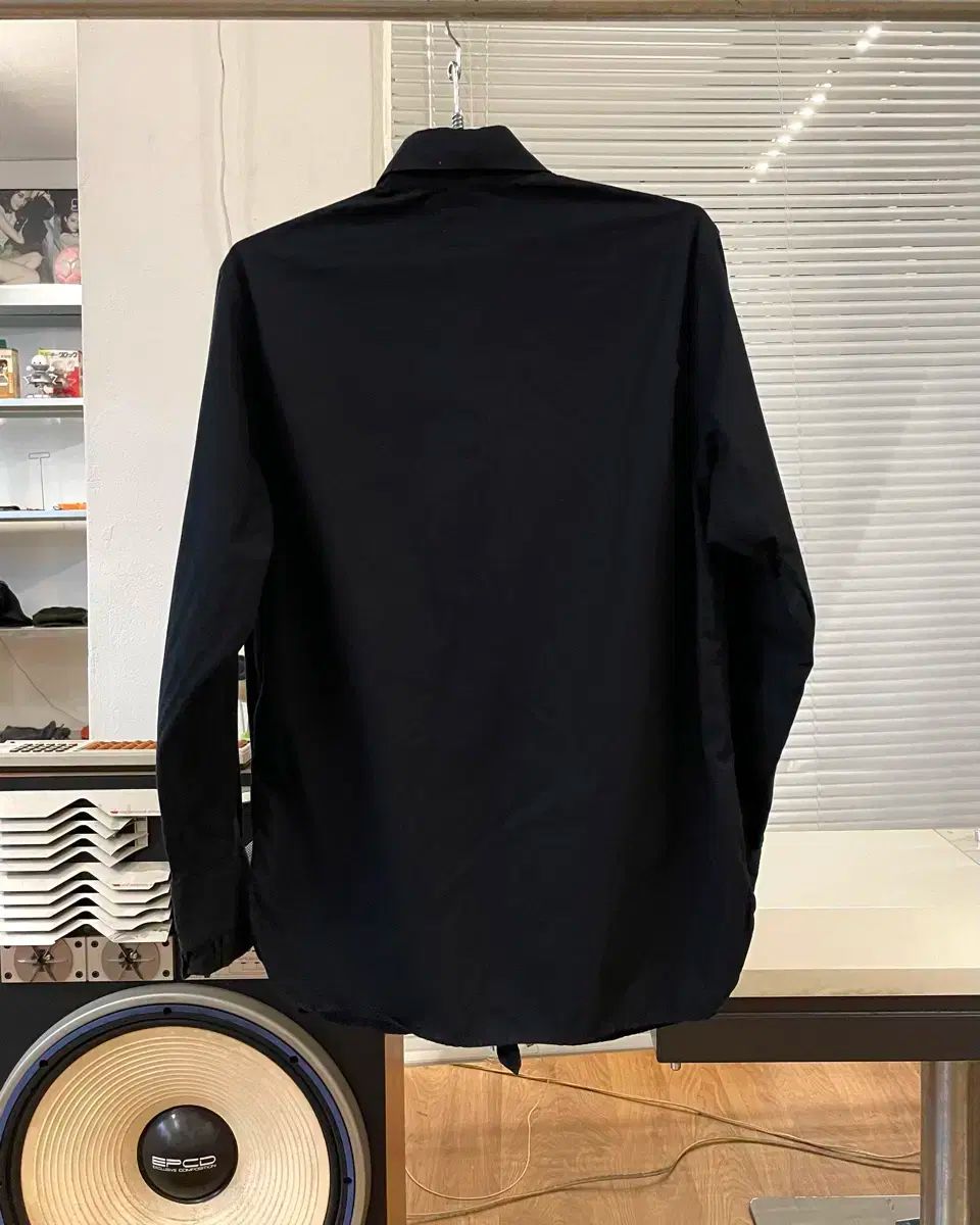  42 Moschino モスキーノ ジーンズ フリル シャツ 黒 長袖 シャツ ブラウス