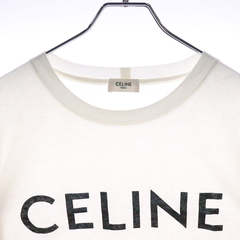 CELINE (セリーヌ) フロントロゴ クロップド半袖Tシャツ ホワイト  