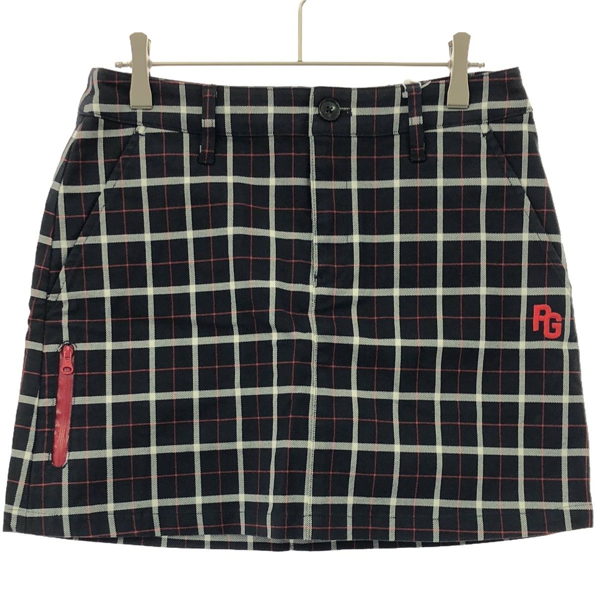 PEARLY GATES パーリーゲイツ ロゴ刺繍チェックミニスカート 055