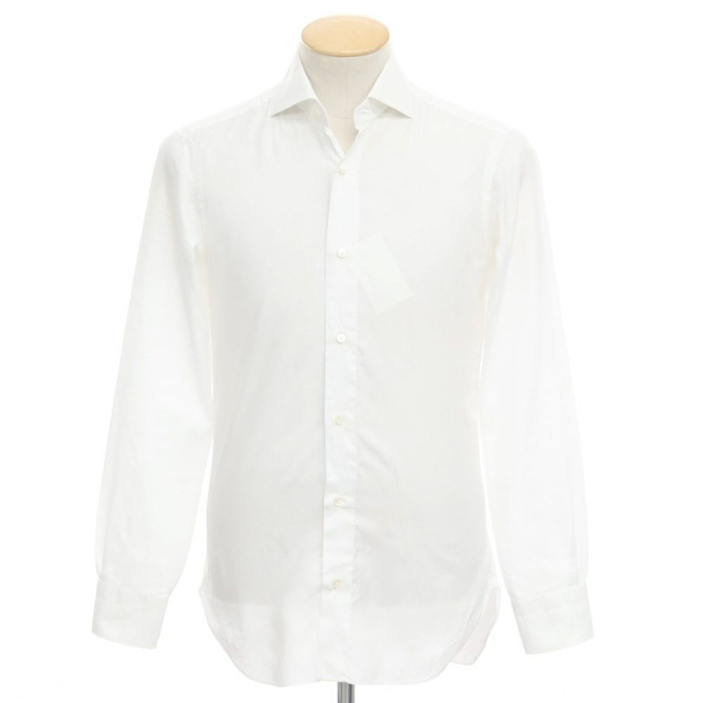 【中古】バルバ BARBA ツイルコットン ワイドカラー ドレスシャツ ホワイト【サイズ37】【メンズ】-0