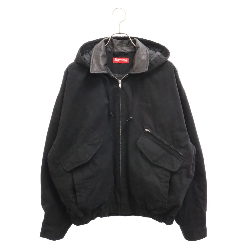 SUPREME (シュプリーム) 23AW Leather Collar Utility Jacket レザーカラー ユーティリティ ジップアップジャケット ブラック