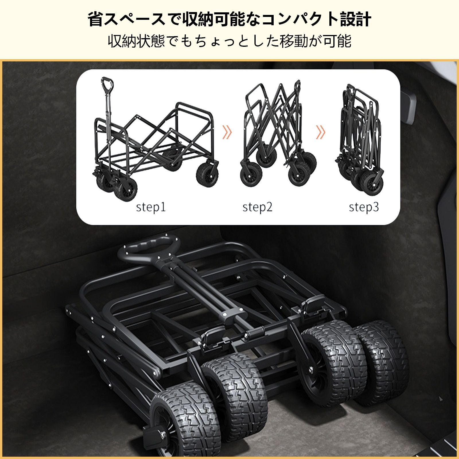 360°回転 ワイドタイヤ