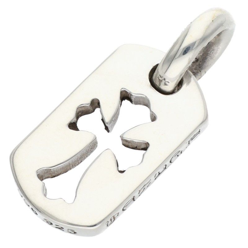 クロムハーツ DT TNY CO CRS|タイニーカットアウトクロスドッグタグ チャーム|シルバーネックレストップ メンズ