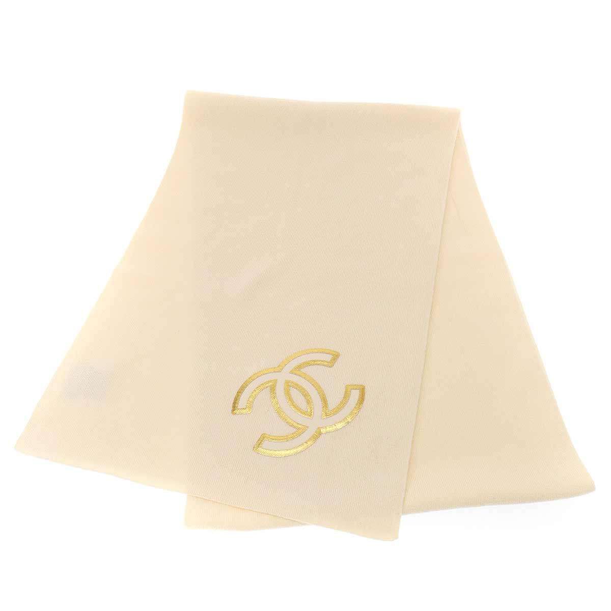 CHANEL シャネル ココマーク カシミヤニットマフラー ホワイト