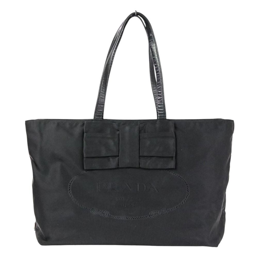 良品 PRADA プラダ ナイロン ロゴ リボン レザーハンドル トート 良品 PRADA プラダ ナイロン ロゴ リボン レザーハンドル トート