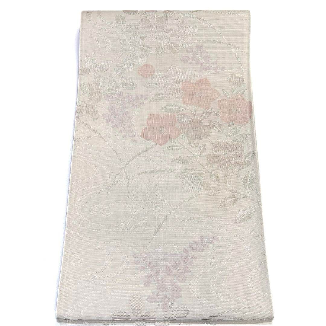 未着用 夏用 紗 萩模様 藤の花 桔梗 金糸 袋帯 着物 041a p
