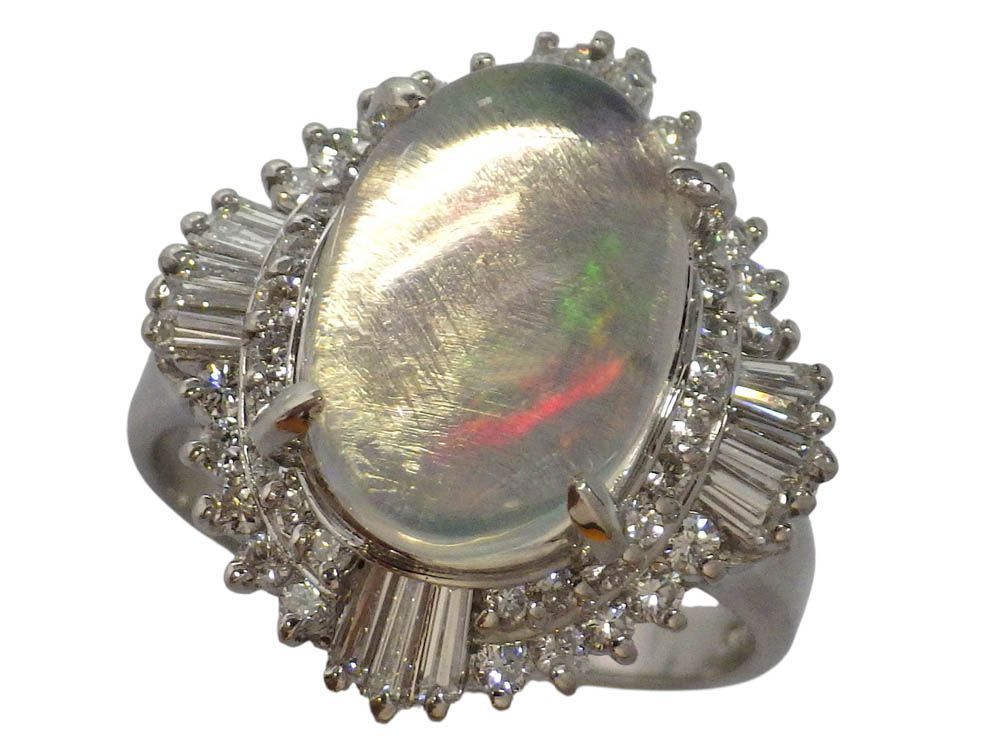 JE348☆高級 ウォーターオパール1.32ct D pt リング 鑑付の通販